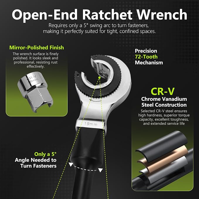 Ratcheting Flare Nut Wrench,Digital Torque Wrench,3/8" Drive 1-135Nm, 16PCS Flare Nut Wrench Torque Set, Crowfoot Torque Wrench Kit for for Nuts on Fuel & AC Repair