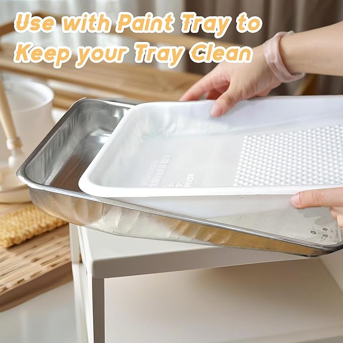 Paint Tray Liner, 12 Pack, 9 Inch Paint Roller Trays, Paint Tray with Textured Ridge, Disposable Paint Tray for Painting and DIY Projects