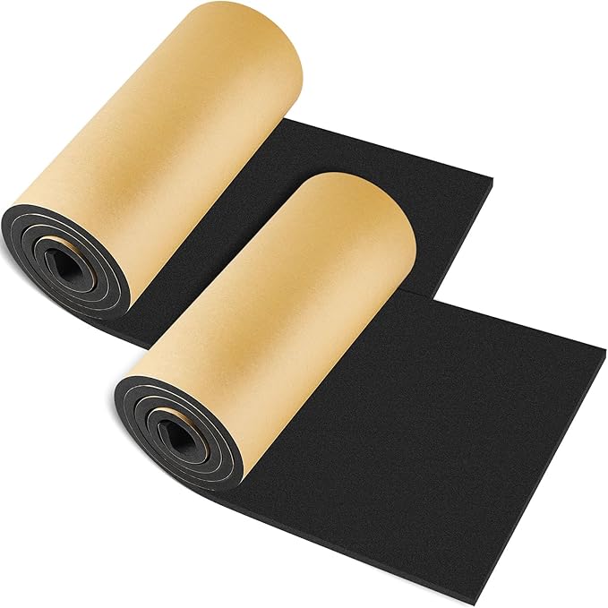 Pangda 2 Pieces 59 x 16 x 1/2 Inch Extra Large Marine Foam Roll Closed Cell Rubber with Adhesive Insulation Sheets Lightweight Single Sided Tape Water Weather Resistant for Craft