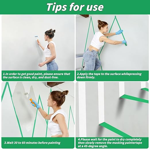 Oleitodh 15 Rolls Green Painters Tape Bulk 1 inch x 825 Yards, Painters Masking Tape No Residue Wall Painting Tape Artist Tape Trim Edge Finishing Tape for Wall Painting Decoration DIY Supplies