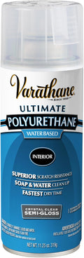 Varathane Water-Based Crystal-Clear Ultimate Polyurethane Spray | Interior Wood Protection | Fast Dry Time | Easy Clean Up | Semi-Gloss | 11.25 oz