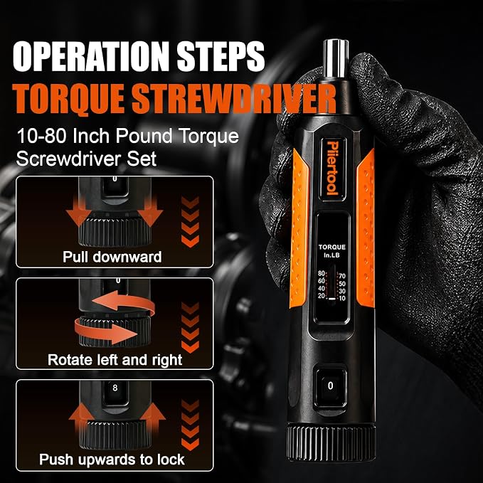 42Pcs Preset Torque Screwdriver Wrench Driver Set 10-80 Inch Pound | 1/4” Drive Torque Wrench Screwdriver Set with S2 Bits for Maintenance, Tools, Bike Repairing and Mounting