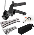 Metal Zip Ties Gun Set, 200Pcs Stainless Steel Cable Ties, Black | Heavy Duty Stainless Steel Cable Tie Gun Kit with 8 inch & 12 Inch Zip Ties for Chain Link Fence, Chicken Coop, Exhaust Pipes