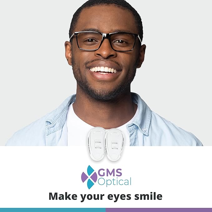GMS Optical Screw-in Silicone Nose Pads for Glasses | 13mm Small | Non Slip Nose Grips for Sunglasses & Eyewear, Eyeglass Accessories for Kids & Small Frames w/Screws & Screwdriver (10 Pairs, Clear)