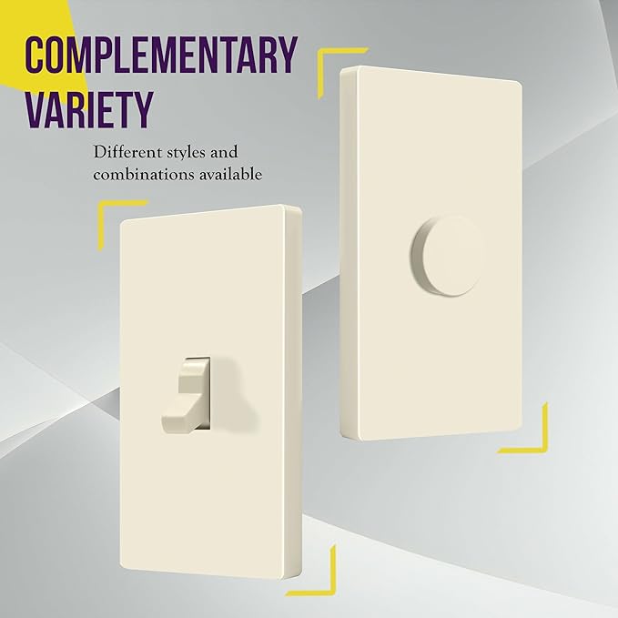 ENERLITES Screwless Toggle Switch Wall Plate, Child Safe Light Switch Cover, Standard Size 1-Gang 4.68" x 2.93", Unbreakable Polycarbonate Thermoplastic, UL Listed, SI8811-LA5P, Light Almond, 5 Pack