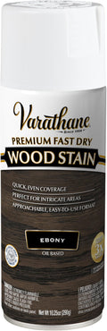Varathane Premium Fast Dry Wood Stain Spray | 1 Hour Dry Time | 1 Coat Color | Interior Wood Stain | Furniture, Cabinets, Doors, Trim | 10.25 oz | Ebony