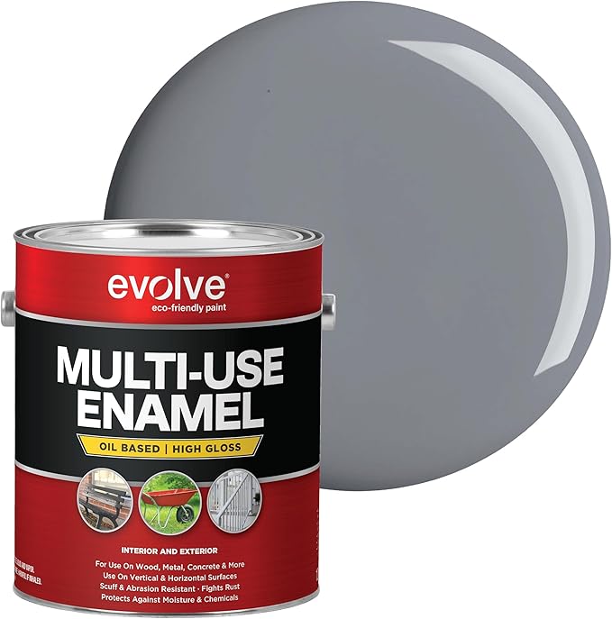 EVOLVE Alkyd Enamel Primer (Gray), 1 Gallon – Interior Exterior Oil-Based Primer for Wood, Metal, Concrete, & Masonry