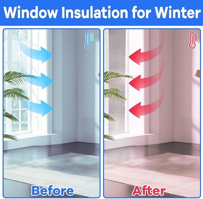 YoleShy Double Reflective Insulation 59 in X 8.25 FT RV Window Insulation for Summer Heat Reflective Window Film for Roof, Car, Garage Doors
