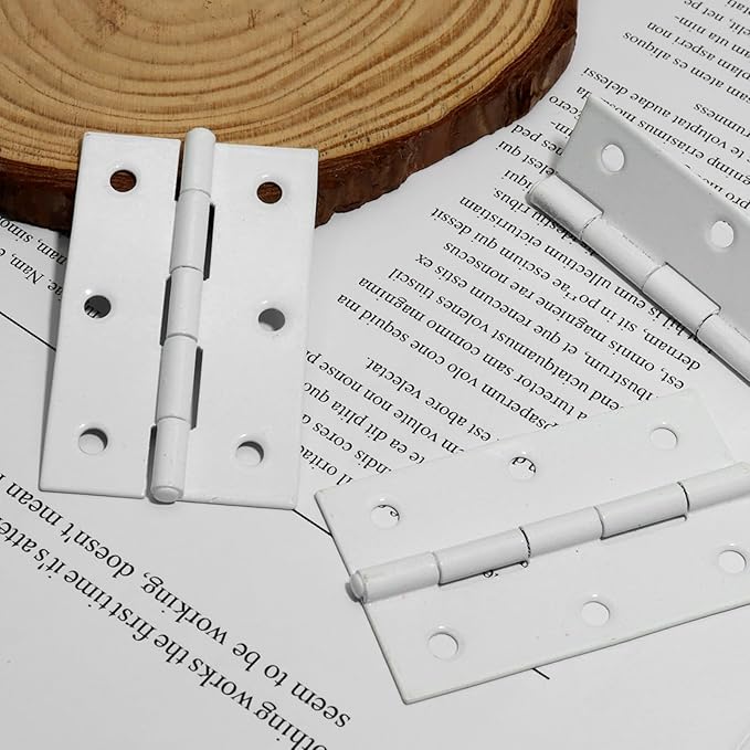 Murtenze 6 Pack 2.5 Inch Door Hinge, White Butt Hinges Ball Bearing Window Outdoor Hinges with Mounting Screws