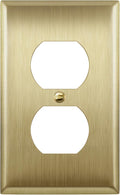ENERLITES Duplex Receptacle Metal Wall Plate, Outlet Cover, Corrosion Resistant, Size 1-Gang 4.50" x 2.76", Stainless Steel 201, 7721-BB, Brushed Brass, Gold, Standard