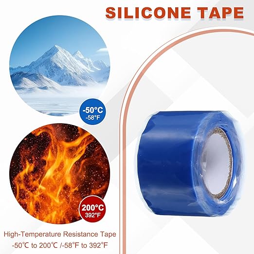 uxcell 2 Pcs Self Fusing Silicone Tape, 1" x 5ft Waterproof Water Leak Sealing Tape for Plumbing Pipe Hose Repair Handles, Blue