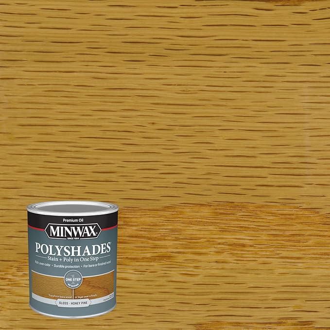 Minwax PolyShades Wood Stain + Polyurethane Finish – Quart, Honey Pine, Gloss