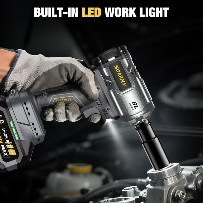 Cordless Impact Wrench 1/2", 900 Ft-Lbs(1200N.m), 2x4.0Ah Batteries | 21V Brushless High Torque Impact Gun, 3-Speed Control, 5 Sockets for Car Tires, Trucks, Stubborn Lug Nuts, Heavy-Duty Repairs