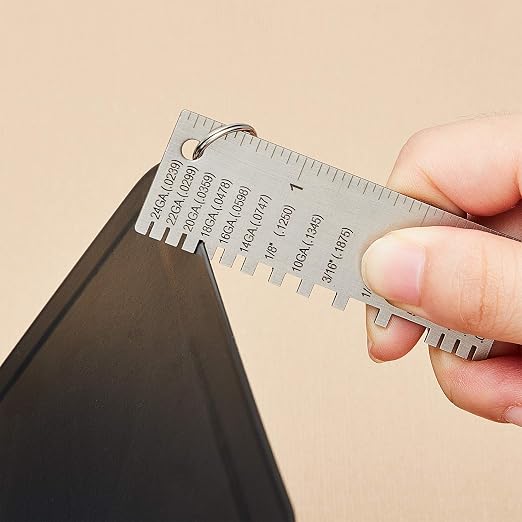 Weewooday 12 Pcs Wire/Metal Sheet Thickness Gauge Metal Tool Stainless Steel Welding One Sided Material Thickness Gauge Plated Size Inspection Tool