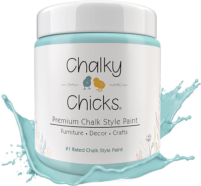 Chalky Chicks 16 Fl Oz Matte Rain Drop (Light Blue) Chalk Paint for Furniture Without Sanding - No Prep Furniture Paint No Sanding All in One for Crafts, Walls, Cabinet, Metal, Dresser, Farmhouse