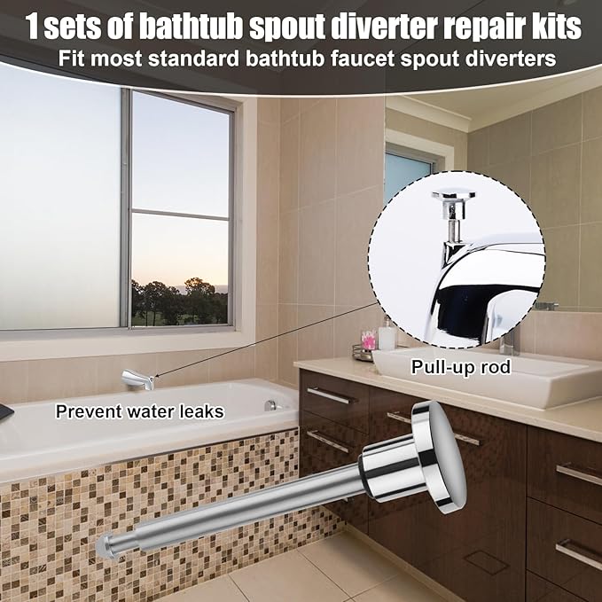 2pcs Tub Spout Diverter Repair Kit, Including 1 Diverter Valve Stem and 1 Seal Waterproof Shower Repair Kit Leaky Bathtub Faucet Bathtub Spout Replacement Parts