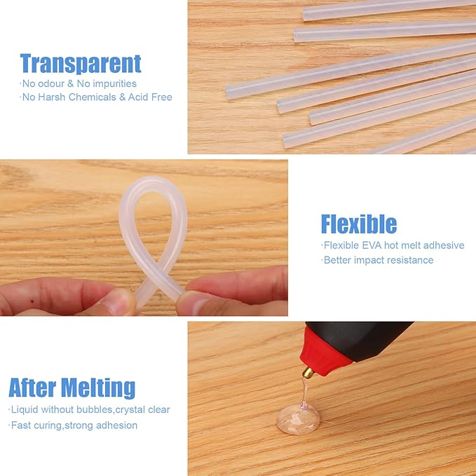 Parlora Hot Glue Sticks, Mini Size, 6" Long x .27" Diameter, 50 Count, Clear, for Kids Adults DIY Art Craft Gluing Repairing Sealing Festival Home Decoration
