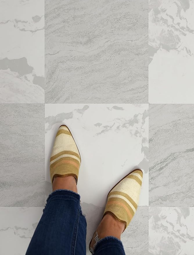 FloorPops x Chris Loves Julia 12-in by 12-in Bonneville Beige Peel and Stick Floor Tiles, FP5061