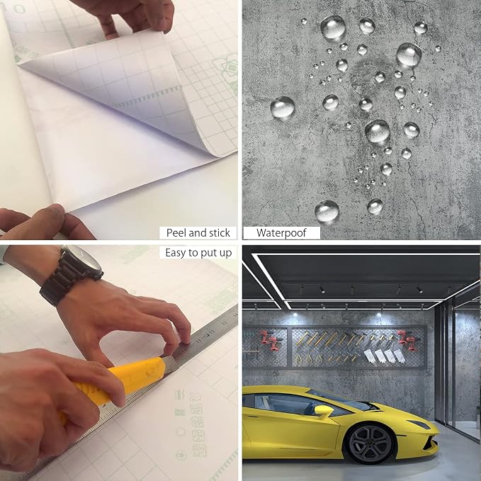 Gray Cement Contact Paper Matte Thick 16x708 inch Grey Concrete Peel Stick Waterproof Wallpaper Industrial Style Kitchen Self Adhesive Wallpaper Bathroom Cabinet Shelf Liner Vinyl Decorative Film
