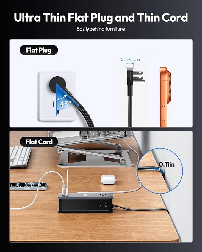 NTONPOWER 100W GAN Ultra Travel Power Strip, 7-in-1 USB C Charging Station with 3 Outlets 4 USB (2 Fast Charge)& 5FT Extension Cord, Compact Desktop Charger for MacBook, iPhone, Cruise, Office, Black