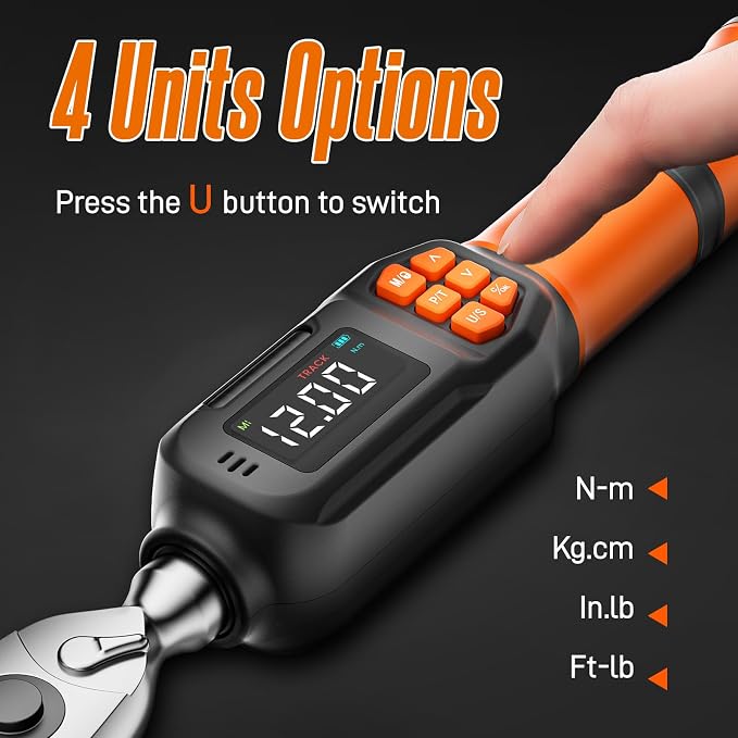 Digital Torque Wrench 0.44-8.8 Ft.lb/0.6-12 Nm, 1/4" Drive In lb Torque Wrench Set with Buzzer & LCD Indicator Electronic Rachet Torque Wrench for Bike Motor Car Auto Repair