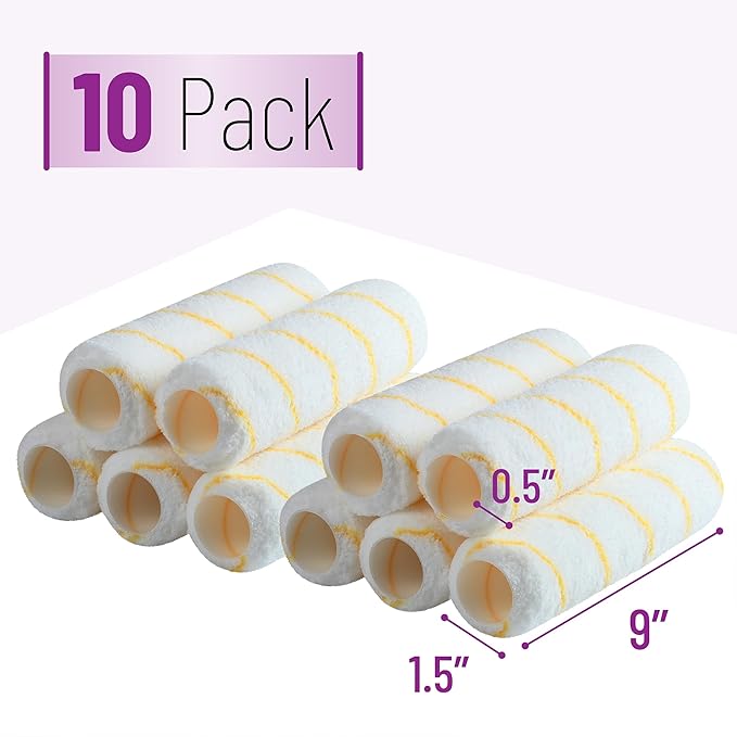 Bates- Paint Roller Covers, 9", Pack of 10, Covers for Paint Rollers 9 Inch, 9 Inch Paint Roller Covers, Paint Roller Cover, Paint Roller Covers 9 Inch, Large Paint Roller Covers