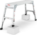 40" Aluminum Folding Work Platform/Step Stool with Telescoping Legs 22" - 27.5" Height Adjustable - 225 lbs, Non-Slip, Portable Ladder Bench for Washing, Painting