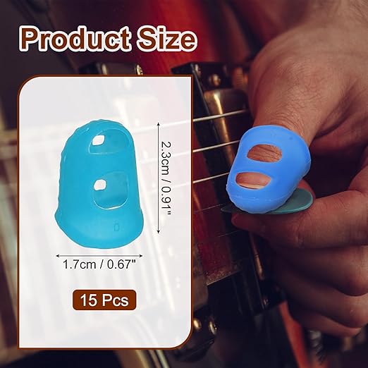 PATIKIL Finger Tip Covers Cots, Light Blue Silicone Finger Protectors Gloves Breathable Reusable Fingertip Caps with Air Holes for Dry Skin Finger Cracking, XS, 15 Pcs