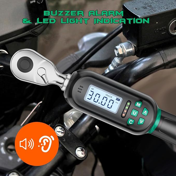 1/4" Drive Digital TorqueWrench, 1.11-22.13 Ft.lb/1.5-30 Nm, Preset Value, Buzzer/LED, ±2% Accuracy, for Gunsmithing, Bike & Motorcycle Maintenance