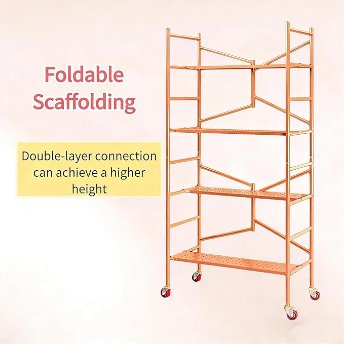 Rolling Scaffold Platform with Locking Wheels, 800 LBS Capacity Heavy Duty Baker Style Scaffolding for Construction, Building Renovation, Roofing, Painting