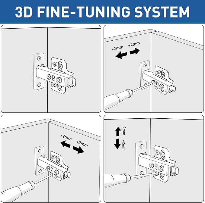 TamBee Corner Cabinet Hinge Bifold 175 Degree with Repair Plate Kit, 48mm Full Overlay Lazy Susan Cabinet Door Hinge Frameless