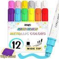 Anyo 12 Pack Chalk Markers for Blackboard, Window Paint with 10mm 3-in-1 Wide Nib Tip, Metallic & Neon Color Wet Erase Window Markers for Glass Washable, Glass, Mirror, Blackboard, Bistro, Menus