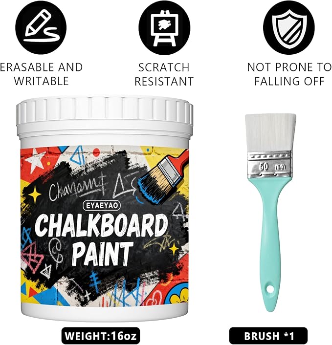 Whiteboard Paint, 16 Oz - Chalkboard Paint Ideal for Creating DIY Menu Boards, Drawing Walls & Office Planners with This Classic Chalk Board Paint's for Home & Business Use (White, 16 oz)