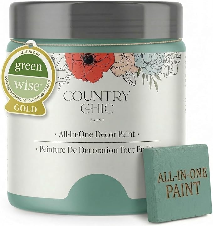 Country Chic All-in-One Chalk Paint for Furniture, Cabinets, Home Decor, Eco-Friendly, Matte Finish, Built-In Primer & Top Coat for Wood, Metal - Bliss (Teal) - 4 oz (118 ml)