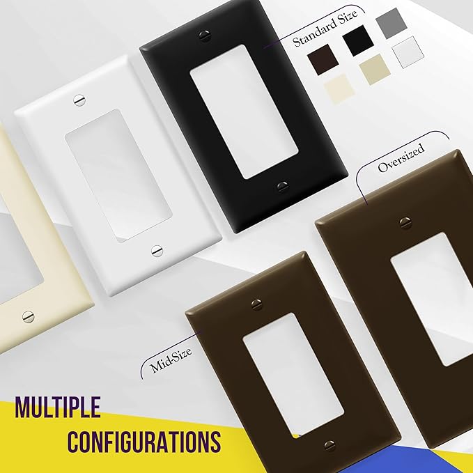 ENERLITES Decorator Light Switch or Receptacle Outlet Wall Plate, Gloss Finish, Size 3-Gang 4.50" x 6.38", Unbreakable Polycarbonate Thermoplastic, UL Listed, 8833-BR, Brown