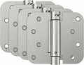 HOSOM 4 Pack Brushed Nickel Self Closing Door Hinges, 4 Inch 5/8'' Radius Corners Spring Door Hinge, Adjustable Tension for Garage, Front Door, Back Door, UL Listed, for Left and Right Hand Door