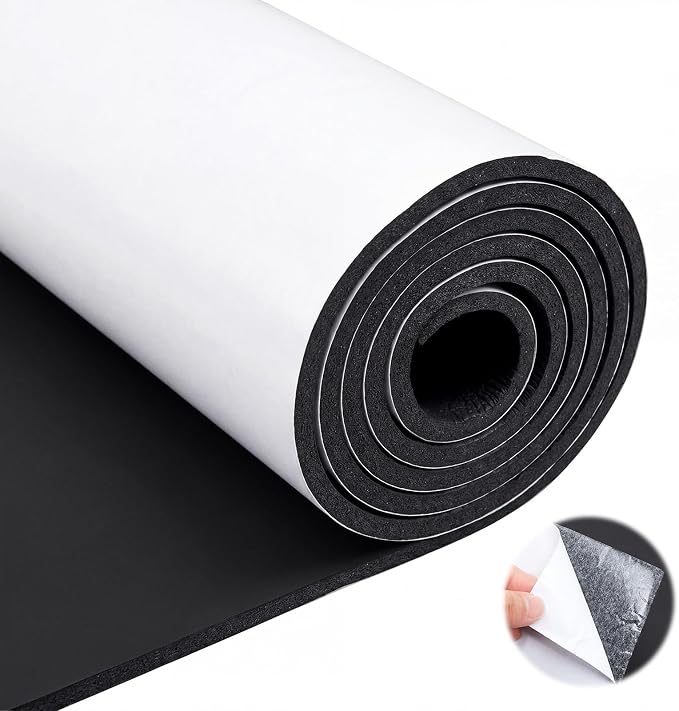 20" x 60" Neoprene Sponge Foam Sheet with Adhesive, 1/4" Thick Large Closed Cell Foam Roll, Rubber Insulation Pad Water Resistant for Boats, RV , Gaskets, Anti Vibration DIY Craft