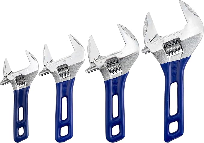Large Opening Adjustable Wrench Spanner with Short Handle 4'' 5'' 6'' 8"(4''+5''+6''+8", blue)