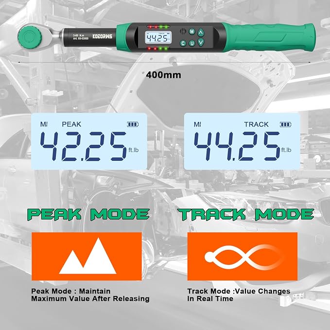 Torque Screwdriver 3/8 Inch Drive Digital Torque Wrench, 2.21-44.25Ft.lb/3-60N.m, with Preset Value, Buzzer & LED Indicator, ±2% Accuracy Torque Wrench for Bike, Motorcycles