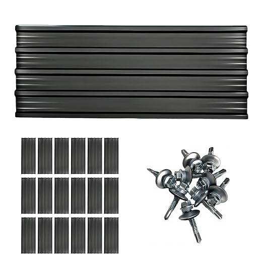 18 Pcs Metal Roofing Panels, L43.3×W17.72 Inch Corrugated Galvanized Roofing Panels Metal Siding Panels with Steel Screws for Pergola, Gazebo, Shed, Outdoor Storage, Chicken Coop, Patio,Garages