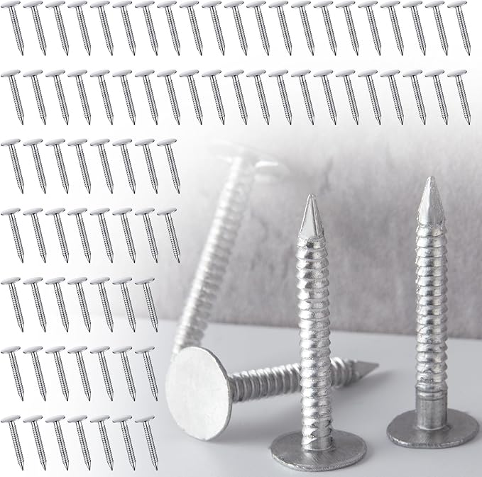 Tandefio 250 Pcs Aluminum Siding Nails 1-1/4 Inch Metal Aluminum Roofing Siding and Panel Nails to Fasten Roofing Felt Wood Decking Insulation Board
