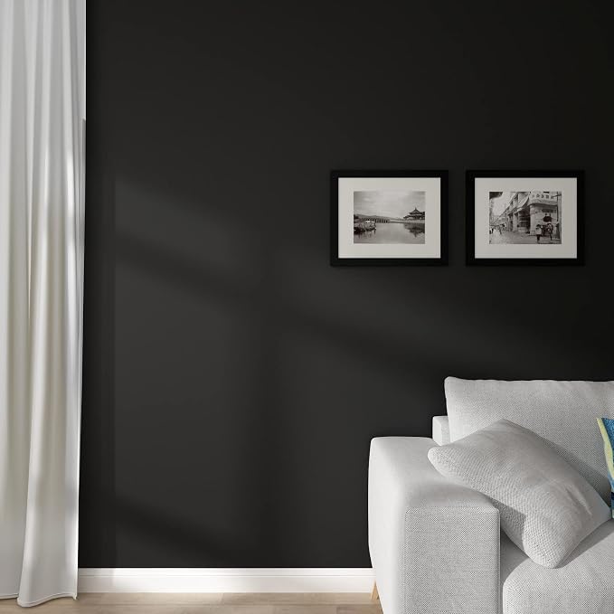 Black Contact Paper for Cabinets Black Peel and Stick Wallpaper Matte Solid Color Cabinet Vinyl Wrap for Bedroom Decorative 17.7"x120" Contact Paper for Wall Removable Wallpaper Self-Adhesive