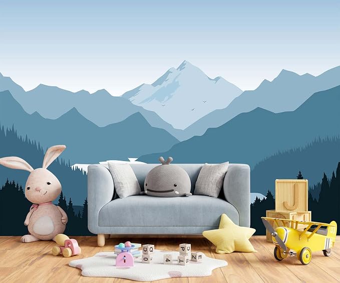 Jdayda Modern Mountain Wallpaper Natural Landscape Woodland Lake | 106"x75" Not Self-Adhesive Wall Mural for Bedroom Living Room
