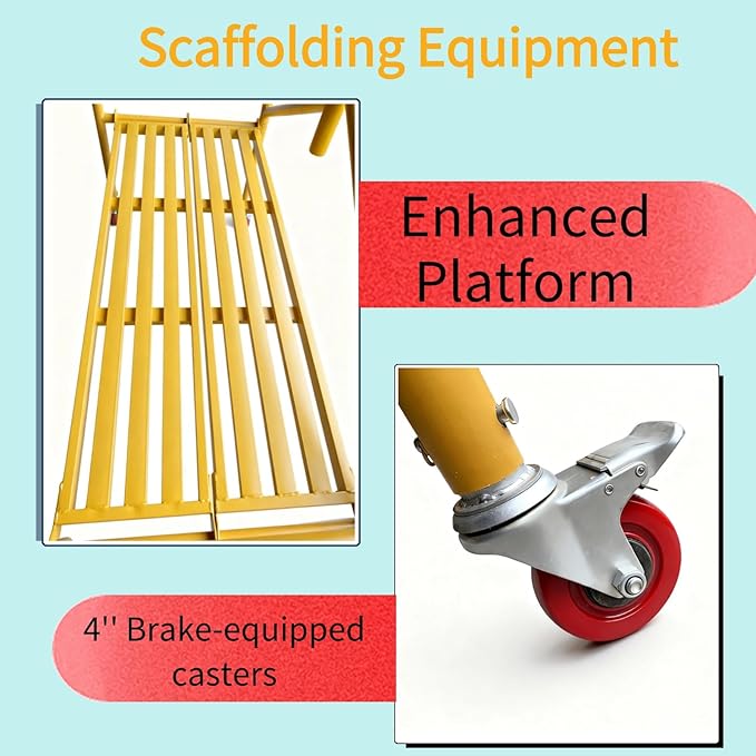 Rolling Scaffold Platform with Locking Wheels, 800 LBS Capacity Heavy Duty Baker Style Scaffolding for Construction, Building Renovation, Roofing, Painting