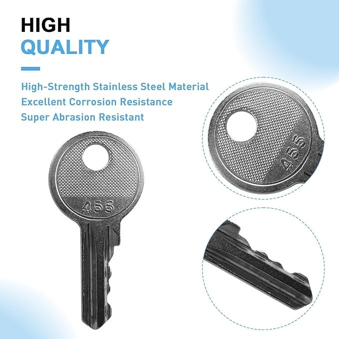 (12 Pack) 455 Ignition Keys Compatible with Genie, Skyjack, Terex, Snorkel & Upright Lifts - Includes 2 Wire Key Rings - Replacement Heavy Equipment Key Set for Scissor & Boom Lifts (Replaces 104466)