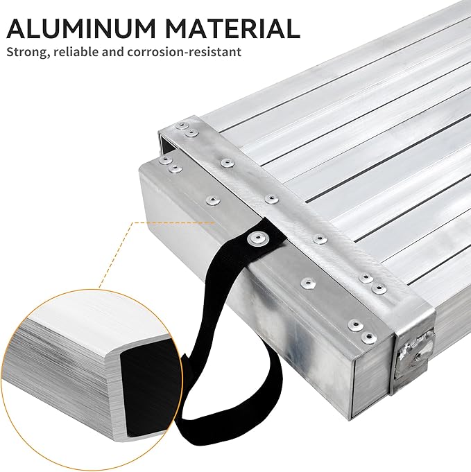 YINTATECH Extendable Aluminum Plank, Upgraded Ladder Scaffolding Planks, 6-9 ft Adjustable Length, 12.5 in Wide, Telescoping Work Plank with Skid-Proof Platform, 440lbs, Silver