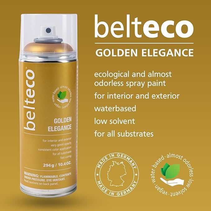 Gold Spray Paint | For All Surfaces | Water-Based & Odorless | Eco-Friendly | Weather & UV Resistant | Fast-Drying | High Coverage | Indoor & Outdoor Use | Antique Gold Spray Paint for Plastic