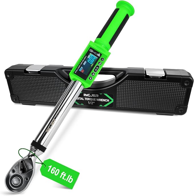 Electronic torque wrench, 1/2 Digital Torque Wrench 8-160FT-LB | 10-220N.M, Torque Range Accurate to 2%, Torque Wrench with Buzzer and LED Flash Notification for Bike/Motorcycle/Auto Repair