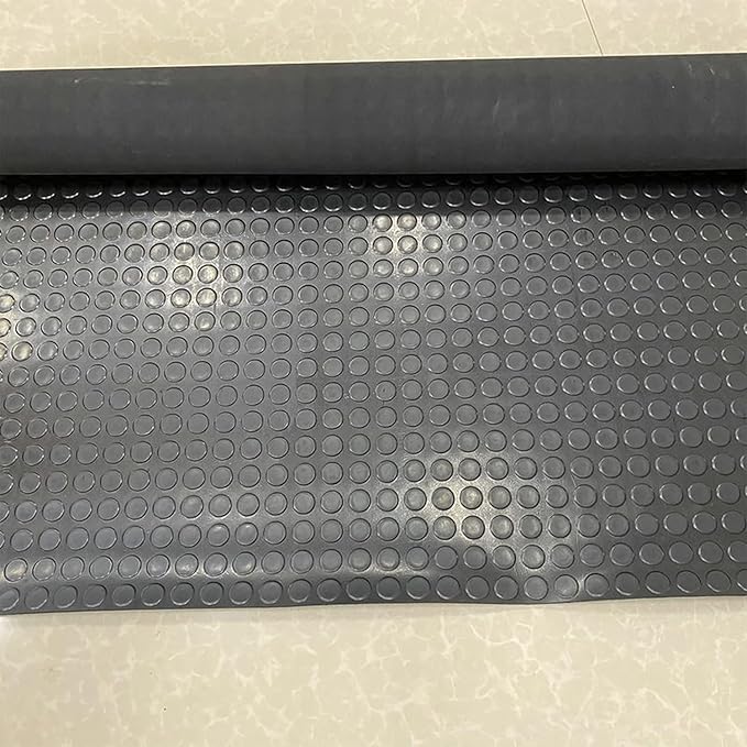 3mm Diamond-Plate Rubber Flooring Roll - Easy to Cut Waterproof Anti-Slip Mat, Heavy Duty Floor Protection for Garage, Gym, Stable, Basement, Kennel, 4' x 8'
