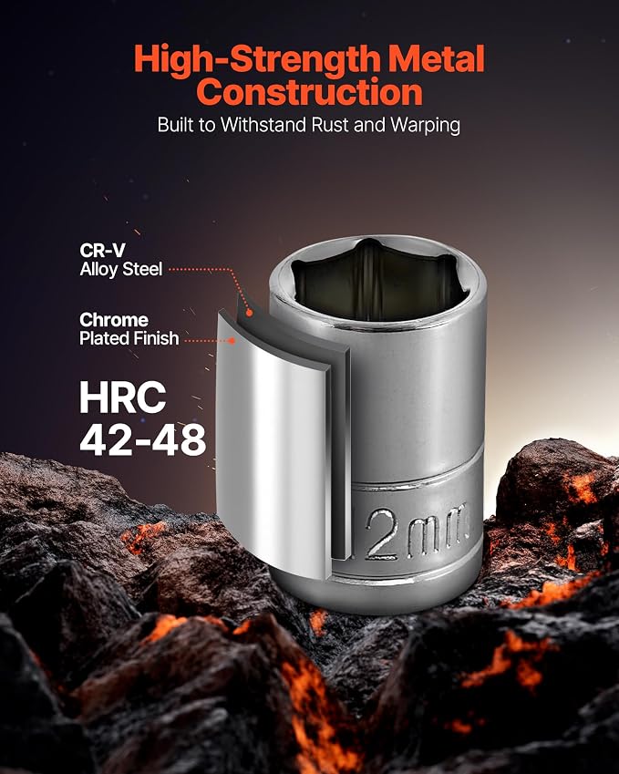 VEVOR Socket Set, 39 Pieces, 3/8 & 1/4 inch Drive Socket and Ratchet Set, SAE and Metric Size, Mechanic Tool Kit with Ratchet Wrench, Accessories, Storage Case, CR-V Alloy Steel, for Automotive Repair | CR-V Mechanic Tool Set with Ratchet Wrench, Acces...